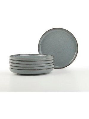 6 Parça 19 cm Pasta Tabağı Mavi