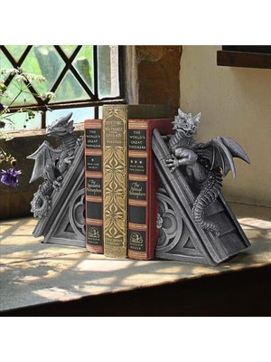 Gotik Ejderhası Şeklinde Kitap Desteği, Ölçüler: 12,5 x 4 x 20,5 cm