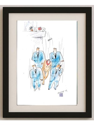 Karikatural Husan Sodiqov 29X21CM Orijinal Karikatür Tablo