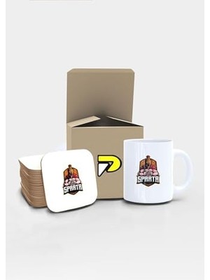 Sparta Savaşçı Tasarımlı Baskılı Kupa Bardak Seti, Eğlenceli Özel Hediye Mug