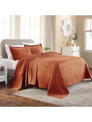 MATELASSE%100 Pamuk Sepet Dokuma 3 Parça Yatak Örtüsü Seti -, Mandarin