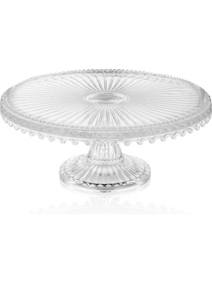 Damla El Yapımı 21 cm Ayaklı Cam Yuvarlak Sunumluk Pasta & Kek Servisi