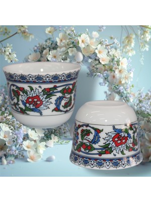 Çini Renkli Model Desenli Mirra Set 6 Adet Mırra Cup Porcelain 6 Pieces