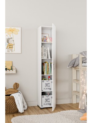 Kzy Tek Kapak 5 Raflı Oyuncak Dolabı