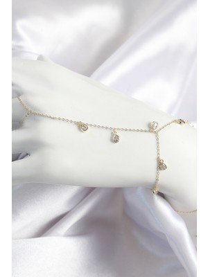 Ayder Timya Pirinç Zirkon Taşlı Sallantılı Damla Model Gold Renk Kadın Şahmeran (Timya/1395) 193404