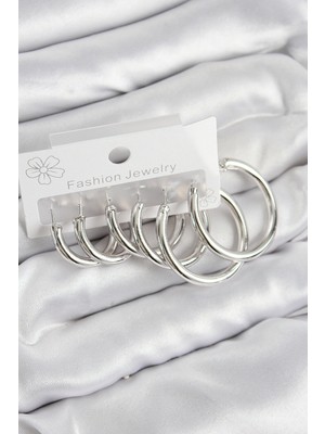 Ayder Timya Pirinç Halka Model Gümüş Renk Kadın Set Küpe (Timya/1395) 193499