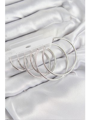 Ayder Timya Pirinç Halka Model Gümüş Renk Kadın Set Küpe (Timya/1395) 193497