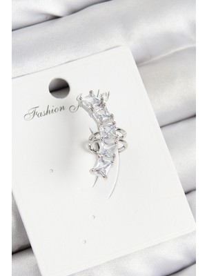 Ayder Timya Pirinç Zirkon Taşlı Model Gümüş Renk Sağ Kıkırdak Küpe (Timya/1395) 193465