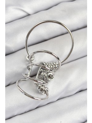 Ayder Timya Pirinç Halkalı Model Gümüş Renk Kıkırdak Küpe (Timya/1395) 193560