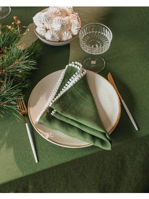 | 6'lı Yılbaşı Temalı Peçete 38 x 38 cm (Haki Yeşili)