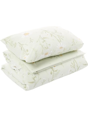 Laurel Çiçek DESENLI%100 Pamuk Nevresim Takımı, Yeşil, Tek Kişilik