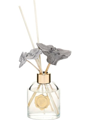 130 ml Cam Şişe Seramik Çiçek Taşlı Bambu Çubuklu Oda Kokusu