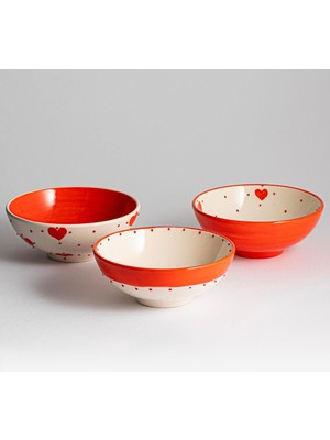 El Yapımı ve El 15 cm Seramik Kase Üçlü Seti