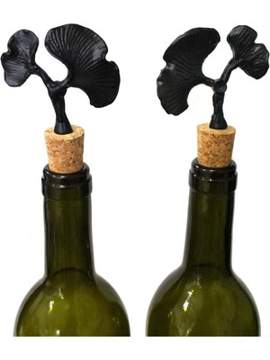 Siyah Figürlü 2 Adet Mantar Tıpa - Şarap Yağdanlık Şişe