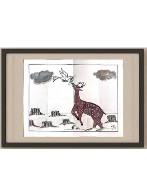 Karikatural Padala Srinivasulu 46X35CM Orijinal Karikatür Tablo