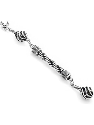 Çeşmi Bülbül Tasarım Gümüş Renk Kararmaz Metal Halat Püskül Kadınlar Gerdanlık