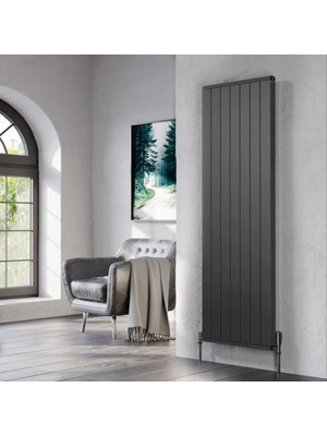 Lojimax Alüminyum Dekoratif Radyatör Lova Line 600 x 1116 14  Dilim | Dokulu Siyah | Yüksek Isıl Güç | 5 Yıl Üretici Garantisi