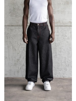 Machinist Erkek Basic Baloon Fit Baggy Jean Pantolon Açık Siyah