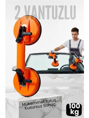 Cansa Profesyonel 100 kg Kilitli Vantuzlu Ağır Cam Seramik Fayans Mermer Kaldırıcı 115 mm