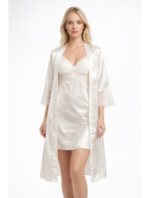 Cherry Queen Premium Saten 5’li Çeyiz Seti | Özel Kutulu Gecelik, Sabahlık, Şortlu ve Uzun Pijama Takımı