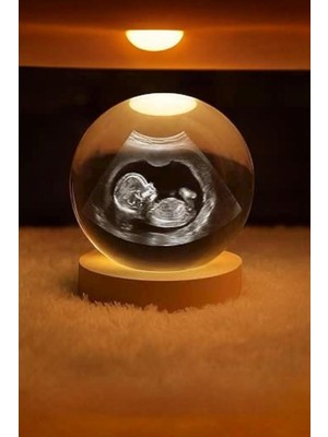 Güzelyüz Avm Ultrason Bebek Görüntüsü Kristal Cam Küre USB Bağlantılı Gün Işığı Yenidoğan Küre Işıklı Küre 3D