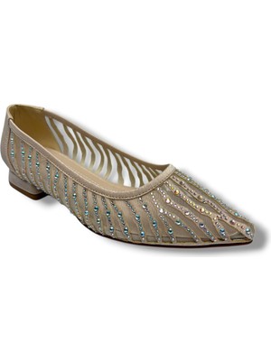 Desire Shoes Desire 469-26 Saten Fileli Taşlı Kısa Topuk Kadın Ayakkabı