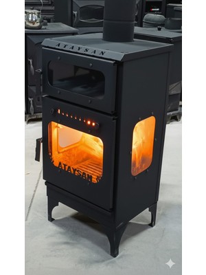 Ataysan Ticaret Peletli ve Odunlu Kalın Sac Kaliteli Otantik Şömine 10 kg Pelet Kapasiteli Şömine