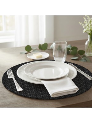 Pals Tekstil Deri Amerikan Servis / Supla / Placemats / 34X34 Yuvarlak / 4'lü Set