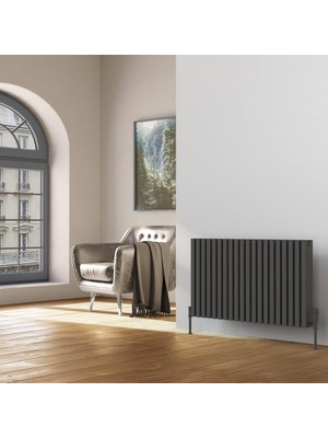 Lojimax Alüminyum Dekoratif Radyatör Lapis Plus 1800 x 596 12  Dilim | Dokulu Antrasit Gri | Yüksek Isıl Güç | 5 Yıl Üretici Garantisi