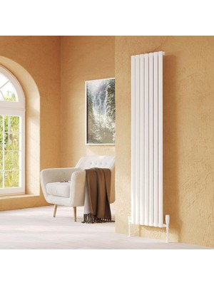 Lojimax Alüminyum Dekoratif Radyatör Bella 1800 x 522 9  Dilim | Dokulu Beyaz | Yüksek Isıl Güç | 5 Yıl Üretici Garantisi