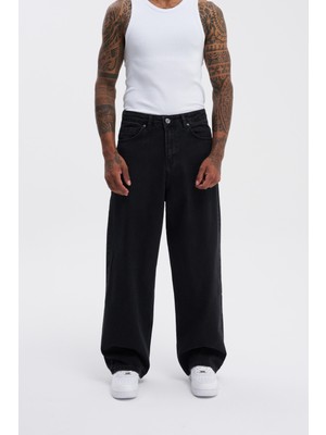 Machinist Erkek Oversize Baggy Jean Pantolon Siyah