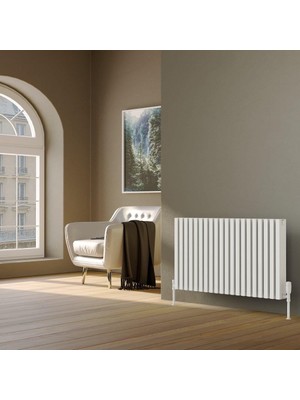 Lojimax Alüminyum Dekoratif Radyatör Lapis Plus 600 x 1208 24  Dilim | Dokulu Beyaz | Yüksek Isıl Güç | 5 Yıl Üretici Garantisi