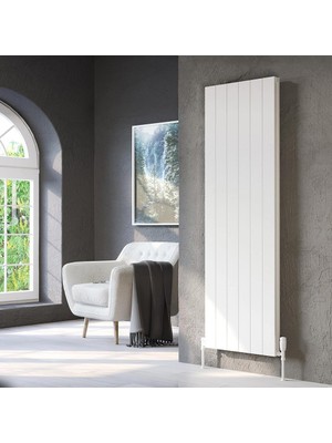 Lojimax Alüminyum Çift Panel Dikey Radyatör Kalsedon Double 1800 x 470 5  Dilim | Dokulu Beyaz | Yüksek Isıl Güç | 5 Yıl Üretici Garantisi