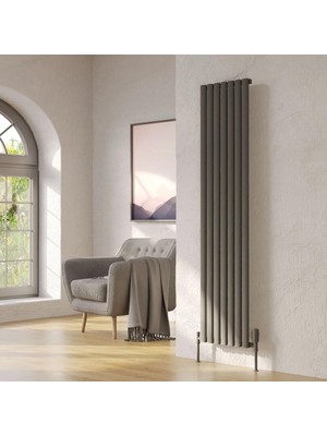 Lojimax Alüminyum Dekoratif Radyatör Bella 600 x 1407 24  Dilim | Dokulu Antrasit Gri | Yüksek Isıl Güç | 5 Yıl Üretici Garantisi