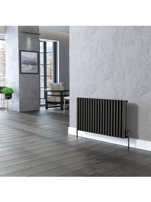 Lojimax Alüminyum Dekoratif Radyatör Albite 600 x 600 11  Dilim | Dokulu Siyah | Yüksek Isıl Güç | 5 Yıl Üretici Garantisi