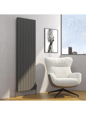 Lojimax Alüminyum Dekoratif Radyatör Lova 1800 x 556 7  Dilim | Dokulu Antrasit Gri | Yüksek Isıl Güç | 5 Yıl Üretici Garantisi