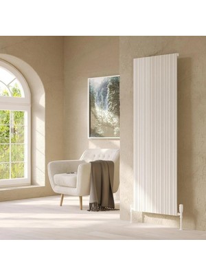 Lojimax Alüminyum Dekoratif Radyatör Bamboo 1800 x 359 3  Dilim | Dokulu Beyaz | Yüksek Isıl Güç | 5 Yıl Üretici Garantisi
