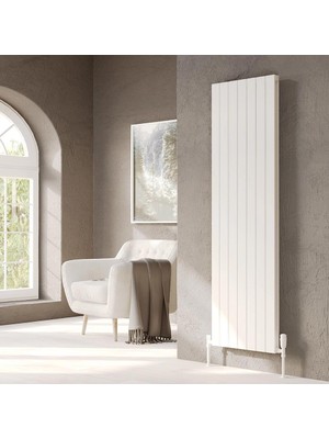 Lojimax Alüminyum Çift Panel Dikey Radyatör Royal Double 1800 x 588 8  Dilim | Dokulu Beyaz | Yüksek Isıl Güç | 5 Yıl Üretici Garantisi