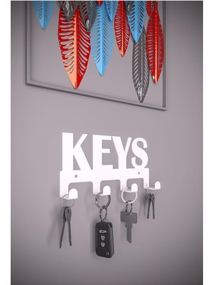 Keys Metal Anahtar Askısı – Duvar Anahtarlık & Anahtar Düzenleyici - Beyaz