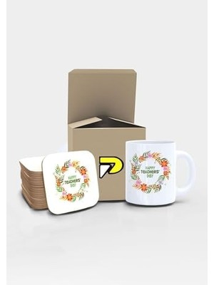 Happy Teachers Day Baskılı Kupa Bardak Seti Mug (Öğretmenler Günü Hediyesi, Öğretmene Hediye)