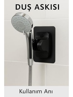 Yapışkanlı Lüks Duş Askısı – Siyah Renk | Vidalama Gerektirmez | Suya Dayanıklı | Pratik Montaj | Tüm Banyo Duvarlarıyla Uyumlu