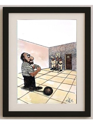 Karikatural Erico Junqueira Ayres 29X21CM Orijinal Karikatür Tablo