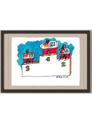 Karikatural Michal Graczyk 29X21CM Orijinal Karikatür Tablo