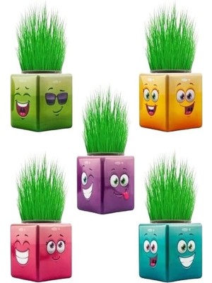 3 Adet Karışık 3 Tarafı Emojili Küp Çim Okul ve Okul Öncesi Hediyelik Çim Adam BAMBMNM418