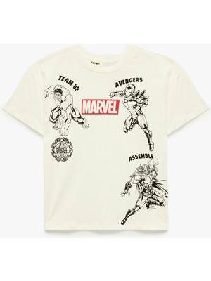 Koton Lisanslı Marvel Baskılı Kısa Kollu Bisiklet Yaka Pamuklu Oversize Tişört