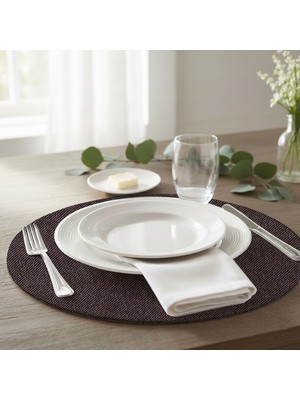 Pals Tekstil Deri Amerikan Servis / Supla / Placemats / 34X34 Yuvarlak / 4'lü Set
