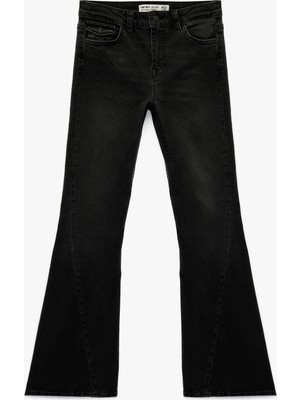 Koton Cepli Yüksek Bel Ispanyol Paça Jean Pantolon - Flare Jeans
