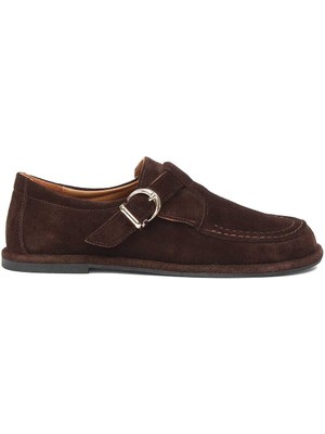 Celal Gültekin Kadın Kahverengi Tokalı Süet Deri Ayakkabı