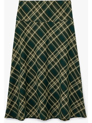 Koton Regular Fit Standart Bel Midi Ekose Etek