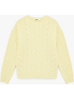 Koton Uzun Kollu Bisiklet Yaka Saç Örgüsü Kazak